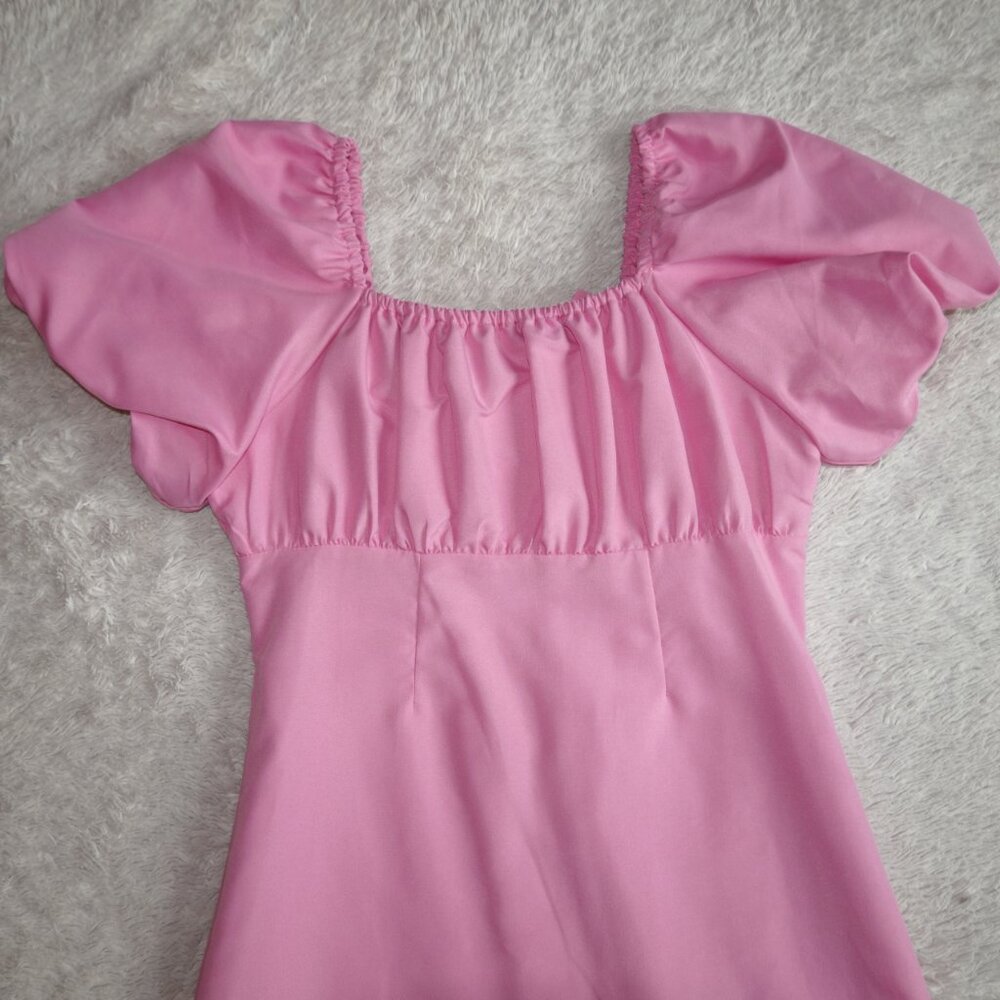 Girls Size 14 GB Girls Pink Puff-Sleeve Empire Waist Dress, Like New - Picture 7 of 10
